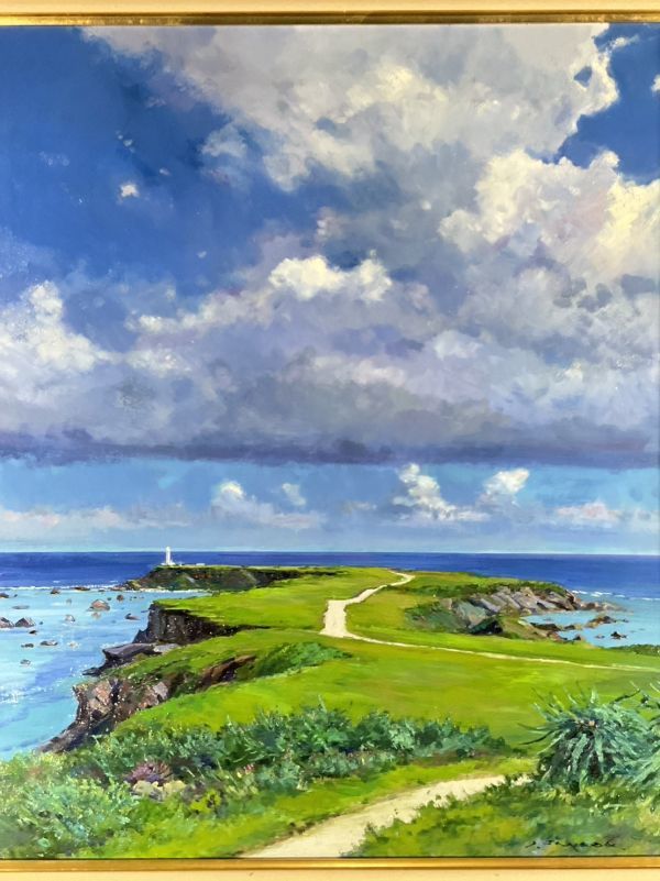真作□油彩□佐間田敏夫□『夏雲と岬・宮古島』□20F・