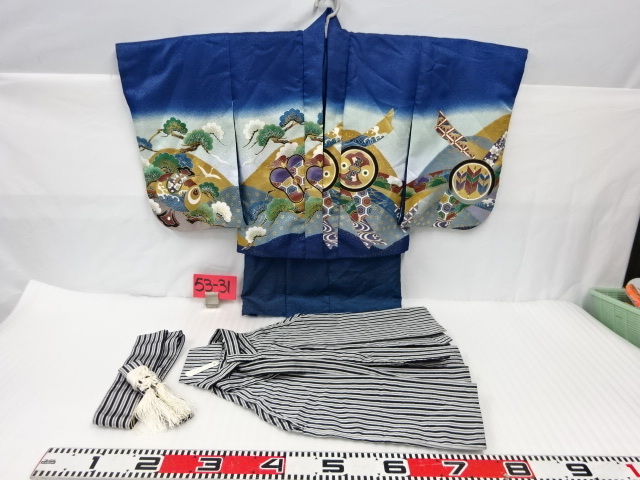 53-31/キッズ子供 男の子用 男の節句 Sサイズ 着物 和服 絢爛豪華 七五三