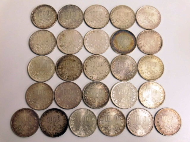 全国無料，新作 1円 1000円銀貨 26枚 まとめて 東京オリンピック 昭和39年 1964年 千円銀貨 記念硬貨(昭和)｜売買されたオークション情報、yahooの商品情報をアーカイブ公開 - オークファン 記念硬貨