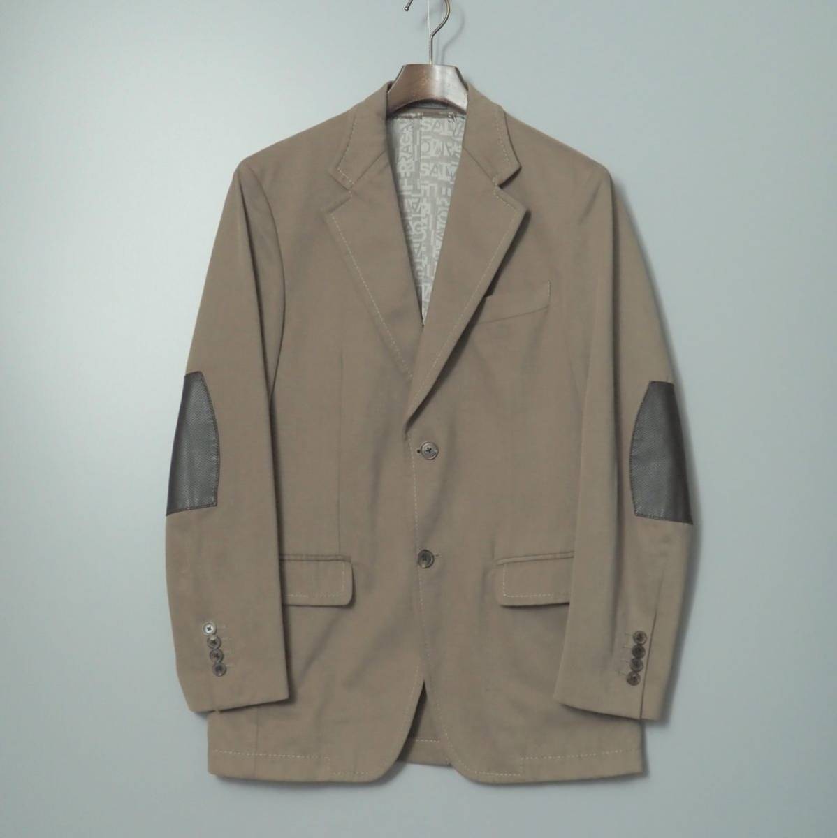 GO7775//イタリア製*サルヴァトーフェラガモ*メンズ48/エルボーパッチ/革パッチ装飾/テーラードジャケット/ブレザー