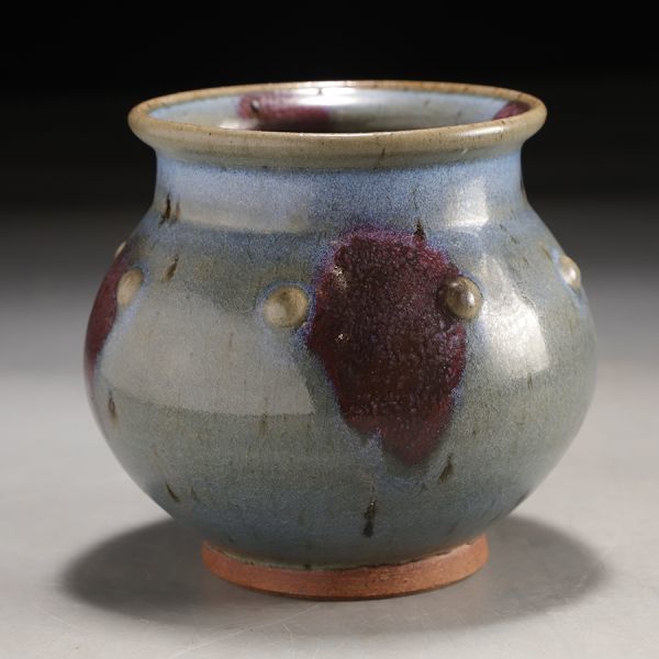 X006. 中国古玩 宋代 均窯 丸壷 合箱 / 陶器陶芸古美術時代花器花瓶