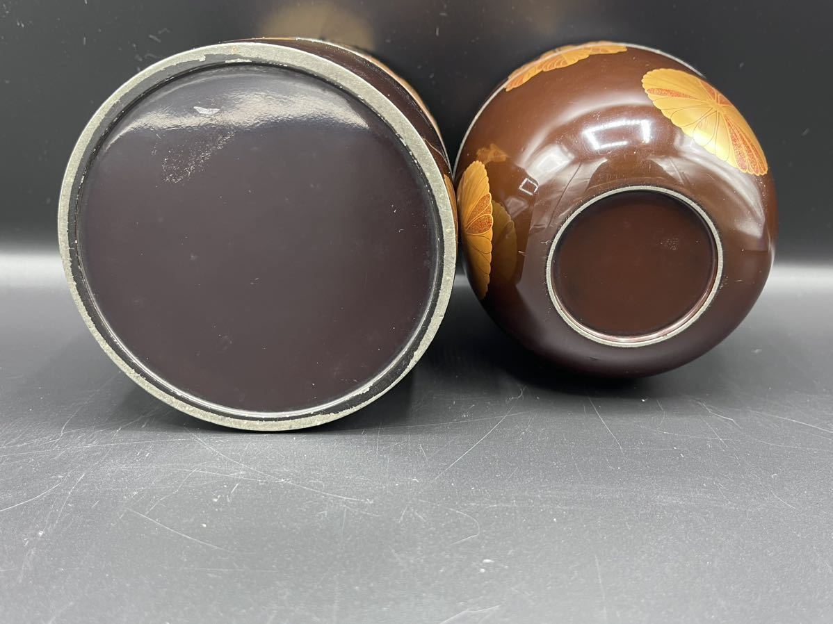 つ）錫 ①高さ約11.3cm重さ約1238.6g／②高さ約10.3cm重さ約742.6g 茶