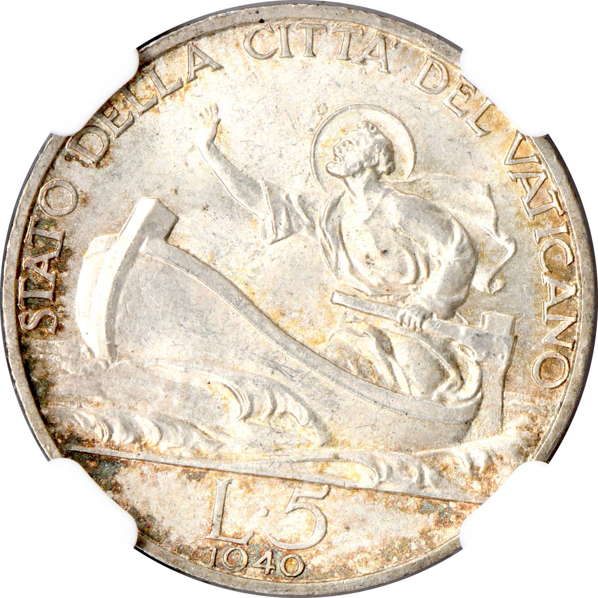 1円〜1940 バチカン市国 5L銀貨 NGC MS62 未使用 ピウス12世