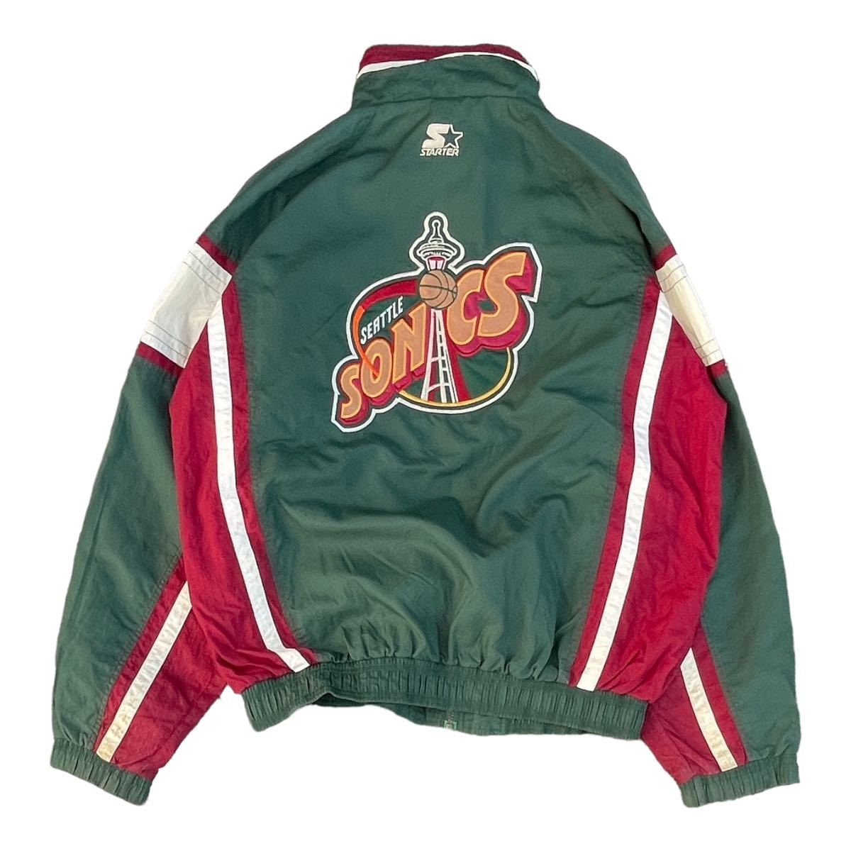 90's 00's STARTER スターター　NBA シアトルスーパーソニックス　ナイロンジャケット　緑　XLサイズ