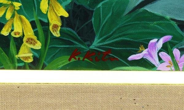 真作】【WISH】北久美子「風の微笑」油彩 8号 ◇真骨頂の南国花鳥