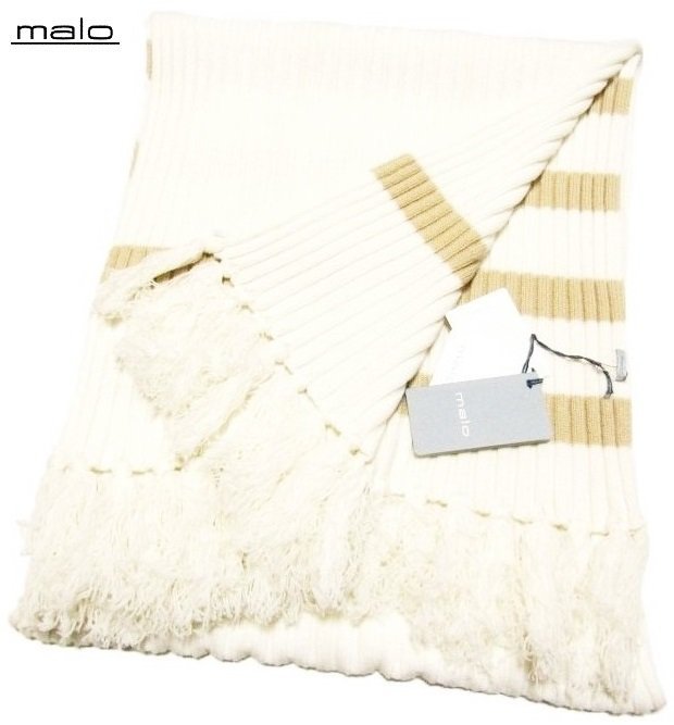 1円~【18万新品】【malo/マロ/マーロ】まさに極上うっとりの触り心地★カシミヤ100%リブニット★最高級ホワイトカシミヤマフラー◆