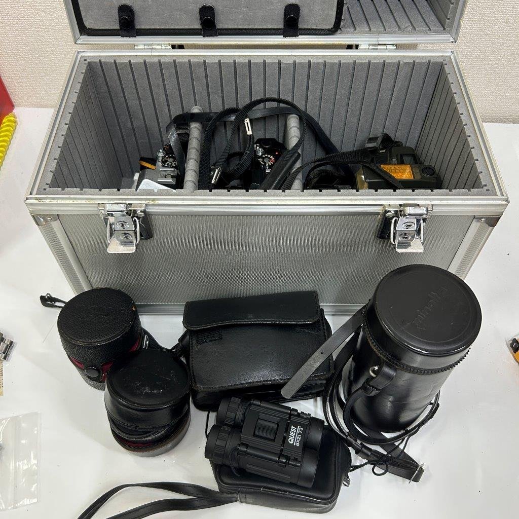 1円　動作未確認・現状品　カメラ フィルムカメラ　まとめ　PENTAX　SPF　KONICA　ACOM1　KYOCERA　レンズ　頑丈ジュラルミンケース付き