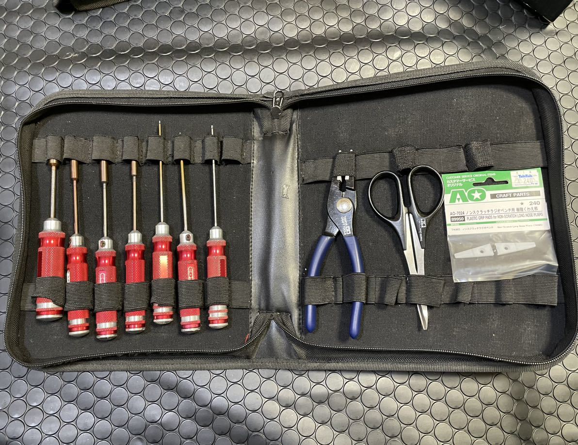EDS Racing ツールセット バッグ付き プラスドライバー　HEXレンチ ボックススレンチ ラジオペンチ 曲線バサミ　ボディリーマー