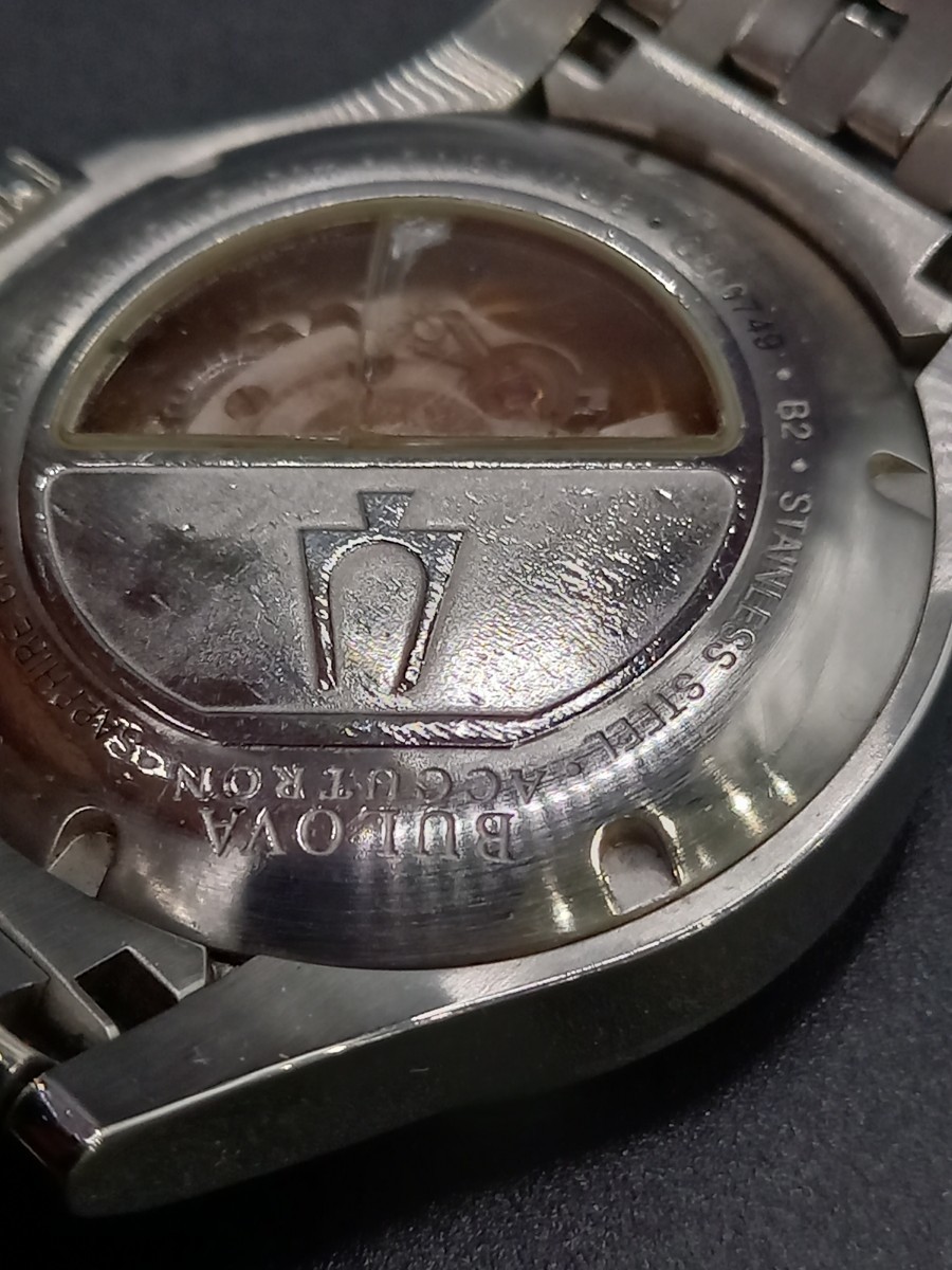 ☆BULOVA/ブローバ ACCUTRON メンズ腕時計 自動巻き 裏スケ ベルト