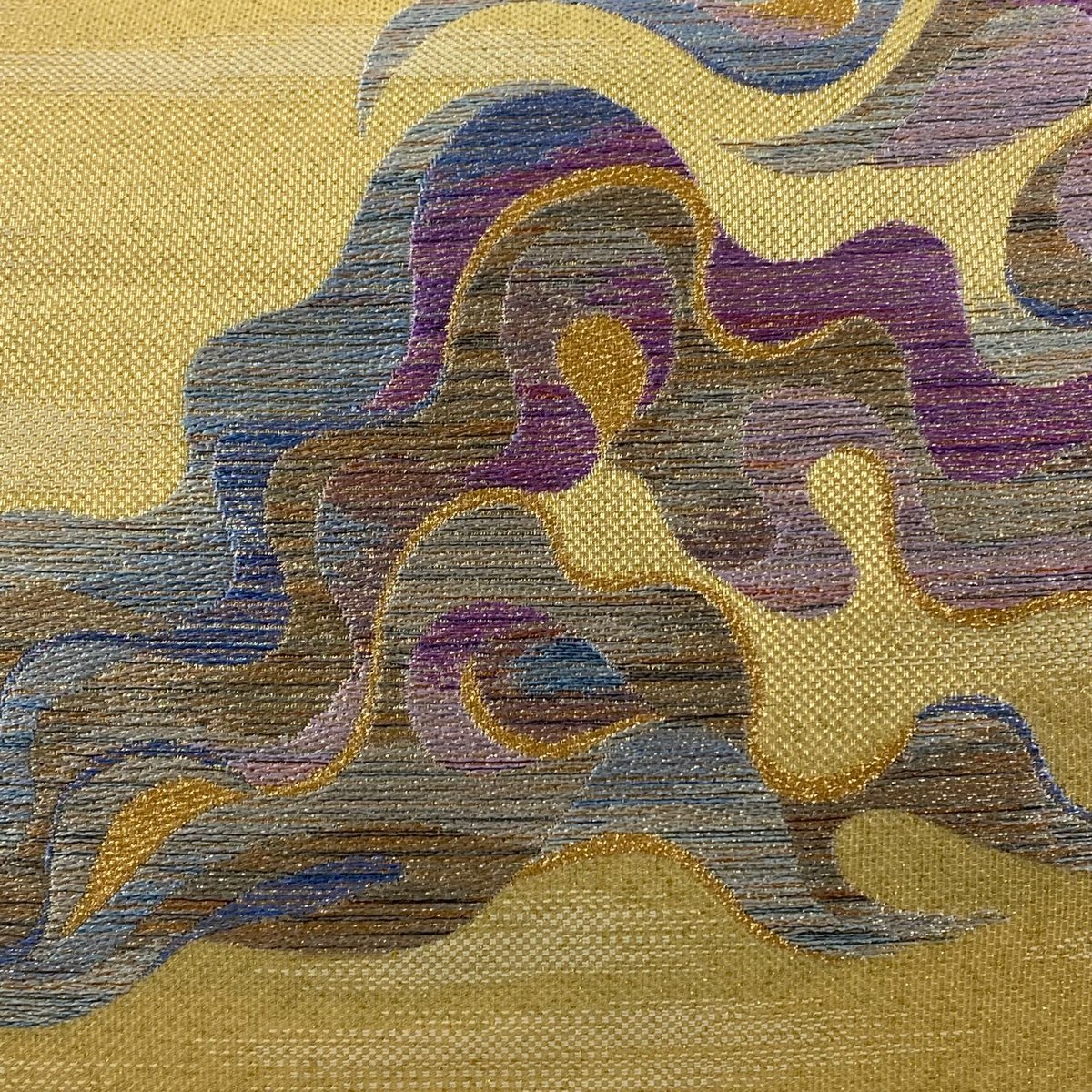 美品】 袋帯 名品 幾何学 箔 薄茶色 全通 正絹 【中古】 美品】 袋帯