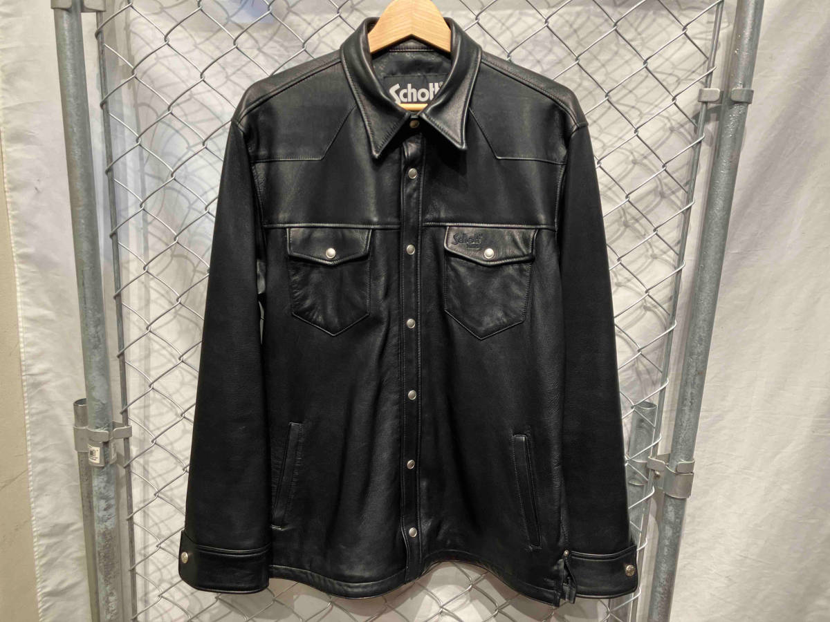 SCHOTT LAMB LEATHER SHIRT レザージャケット 長袖シャツ サイズL 3111029 ショット 店舗受取可