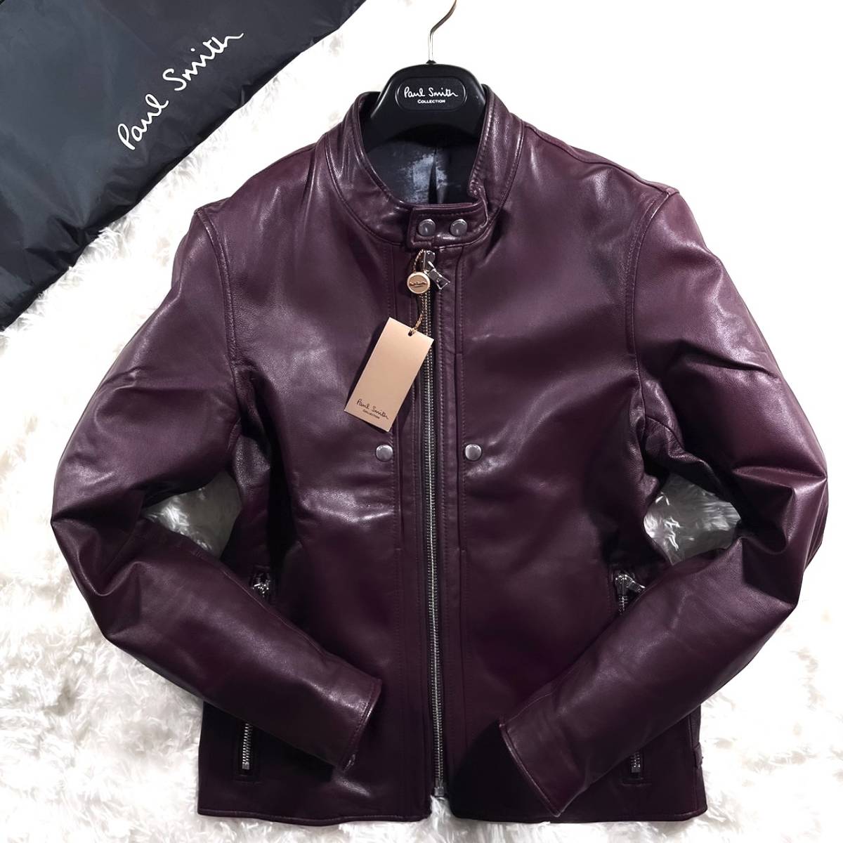 未使用級虹柄PS Paul Smithゴートレザージャケット山羊革L~M希少