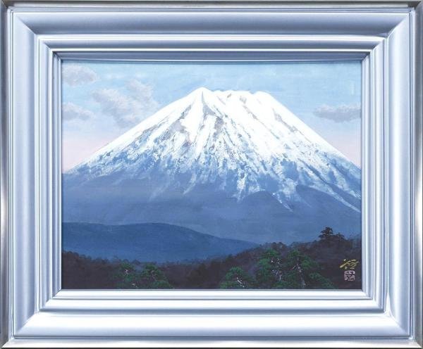 真作】【WISH】村山径「富士」日本画 10号 金落款 共シール ◇雄大富士