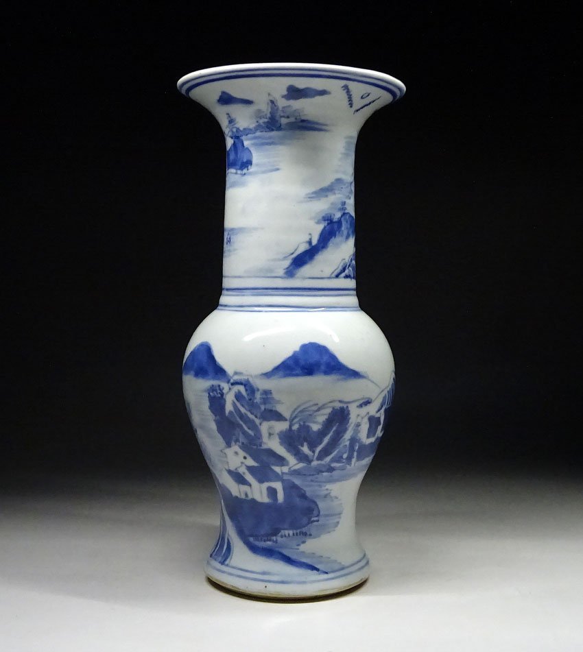 緑屋f■ 中国古玩　染付　花瓶　唐物 時代物　i9/11-6319/24-4#80