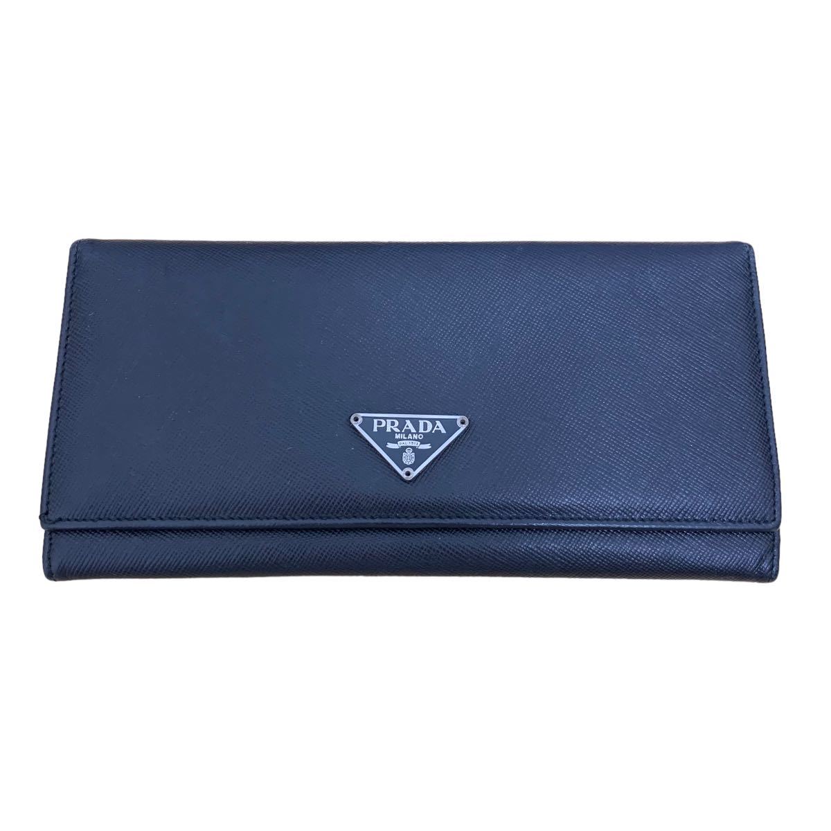 5850】1円～ PRADA プラダ サフィアーノレザー 二つ折り 長財布 