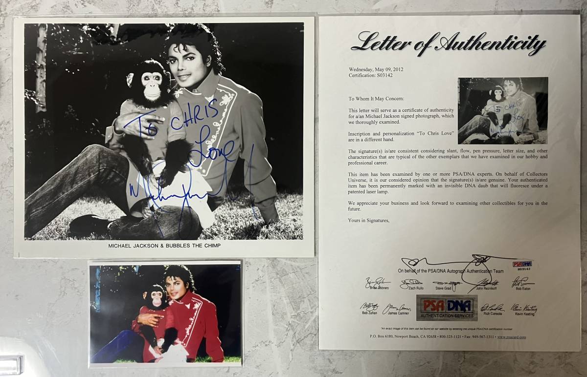 PSA/DNA 鑑定 本物 マイケル ジャクソン 直筆 サイン Michael Jackson 