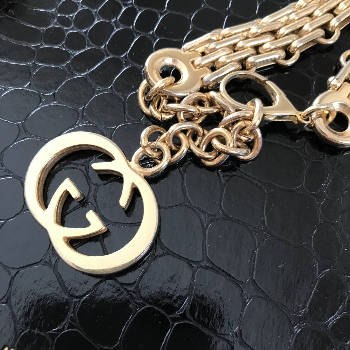 GUCCI グッチ ヴィンテージ チェーンベルト ゴールド GGロゴ 刻印有 ☆ GUCCI オールド グッチ GG ヴィンテージ ゴールド チェーン