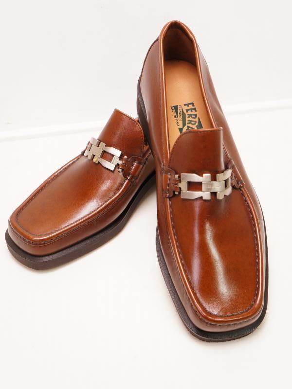 1円スタート！Ferragamo フェラガモ 靴 レスシューズ シューズ メンズ レザー ビットローファー イタリア製