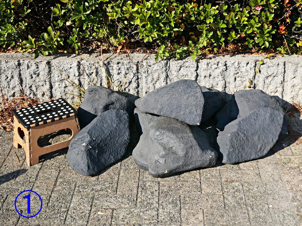 ○ 1) 7点 FRP製 人工石 擬石 軽量 フェイクロック フェイクストーン 擬岩 水槽の飾りつけ 店舗 オブジェ 庭石 庭園 坪庭 ガーデニング