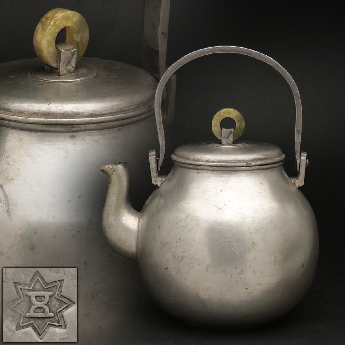 1G79 アンティーク 古錫 茶入 乾茂號造 茶壷 重量222g