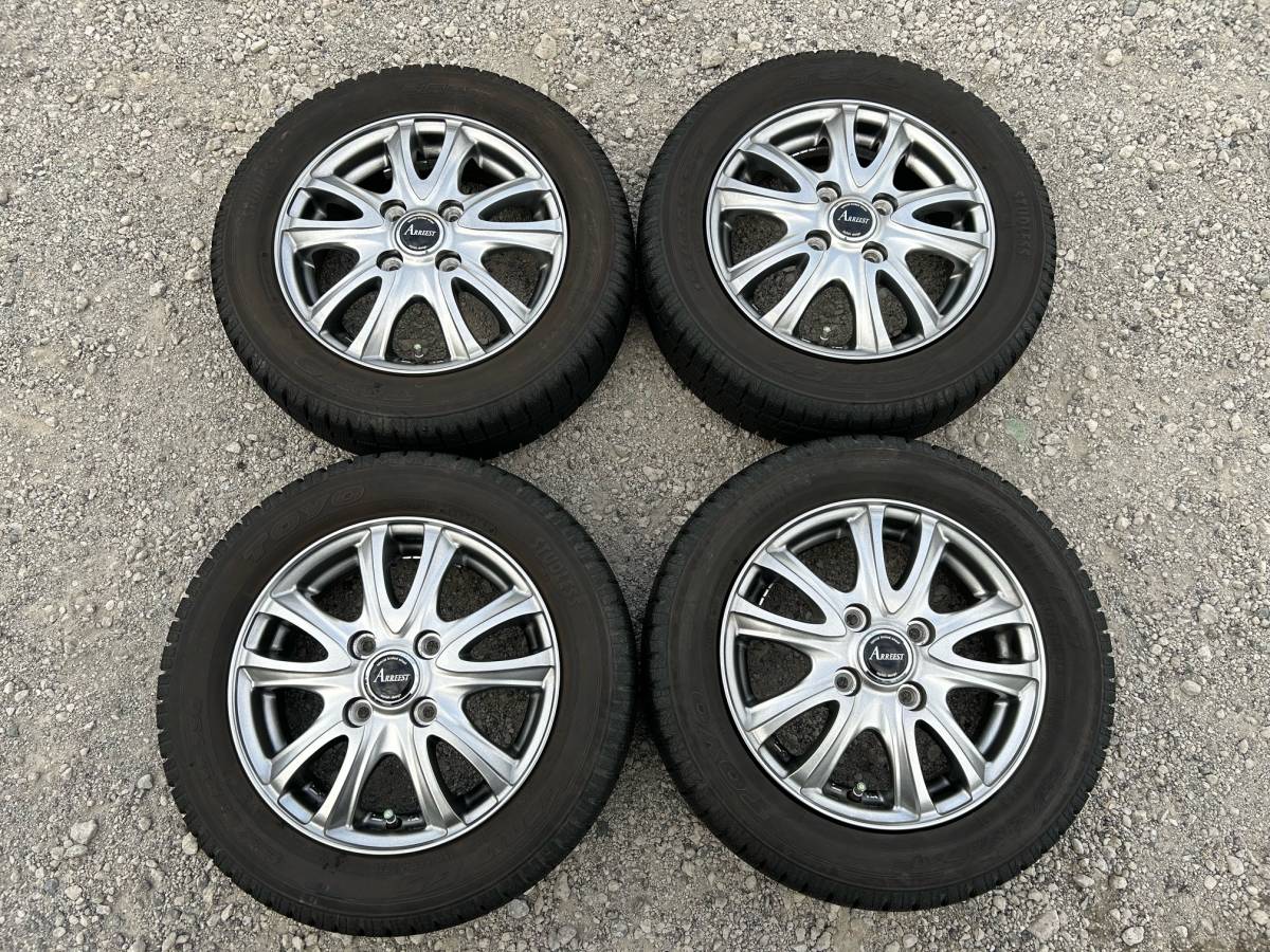 155/65R13 スタッドレス アルミ 4本セット TOYO 4穴 PCD100 タント ワゴンR ラパン アルト セルボ パレット ミラ 37