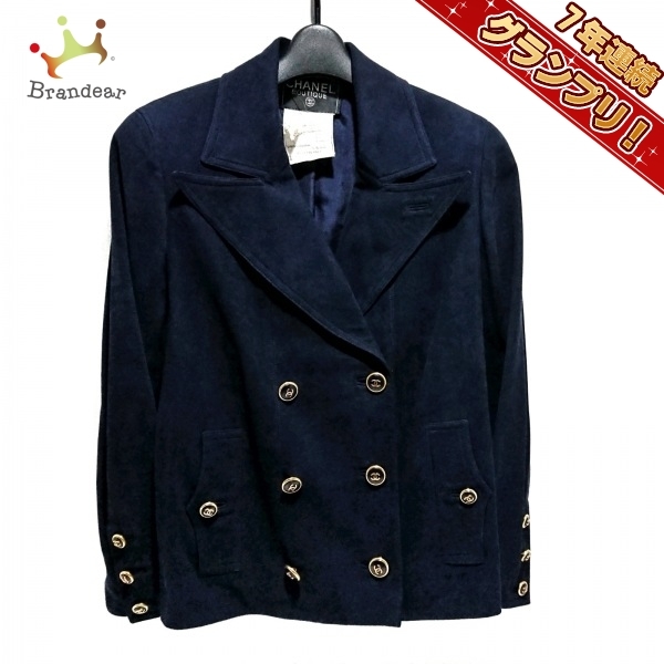 シャネル CHANEL サイズ38 M P02524 - ダークネイビー レディース 長袖/ヌバック/ショート丈/冬 94C コート