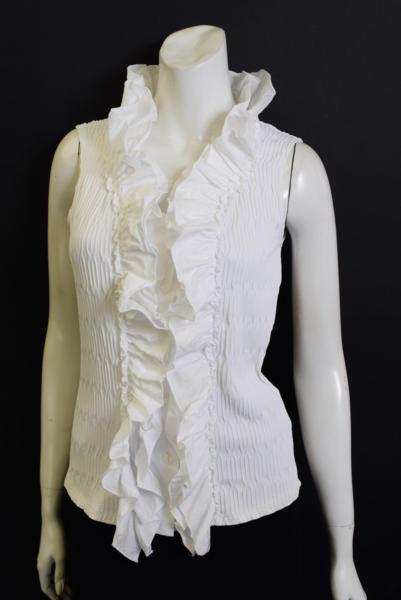 2194-16M0014★ナラカミーチェ★フリルノースリーブシャツ白Ⅲ夏