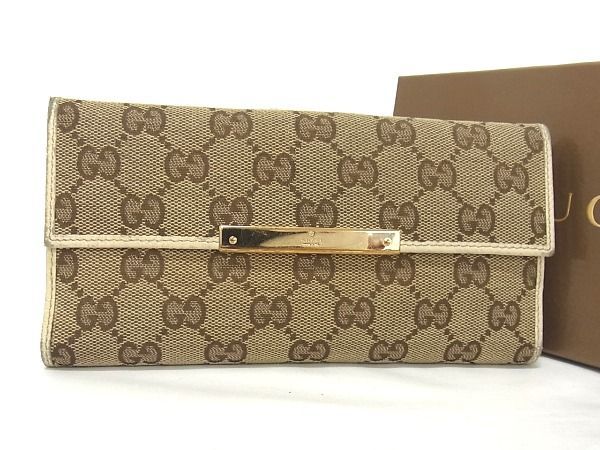 1円 GUCCI グッチ 112715 4276 GGキャンバス 二つ折り 長財布 
