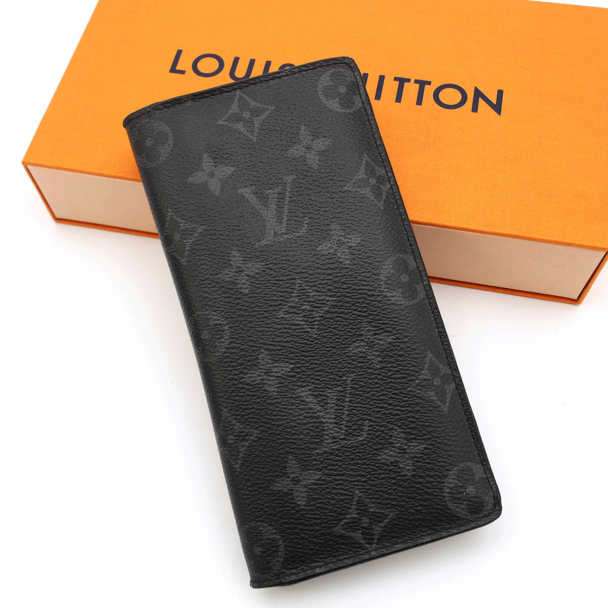 【極美品】 ルイヴィトン モノグラム エクリプス 新型 ポルトフォイユ ブラザ 二つ折り長財布 ブラック (076)