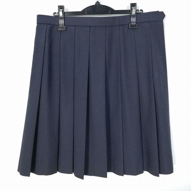 1円 スクールスカート 大きいサイズ 冬物 w85-丈59 グレー 山口岩国工業高校 プリーツ 学生服 制服 女子 中古 HK6165