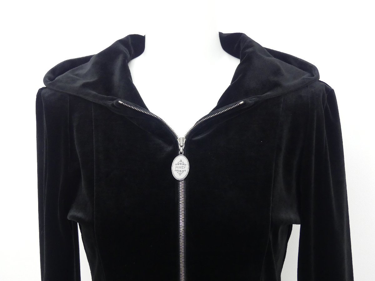 FOXEY NEWYORK ストレッチベロアパーカー 40 ブラック 29592 FOXEY 
