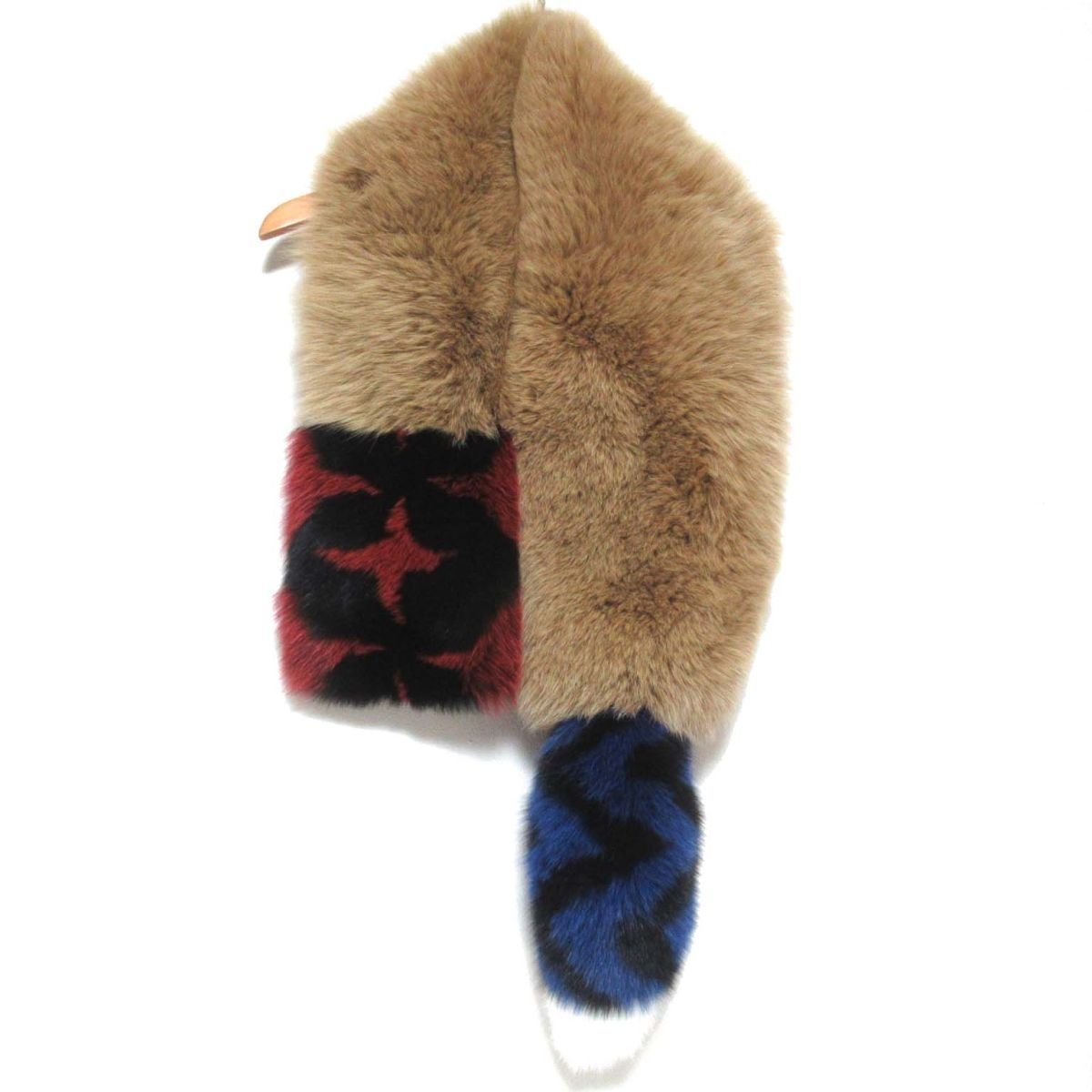 美品 FENDI フェンディ フォックスファー ティペット マフラー 16