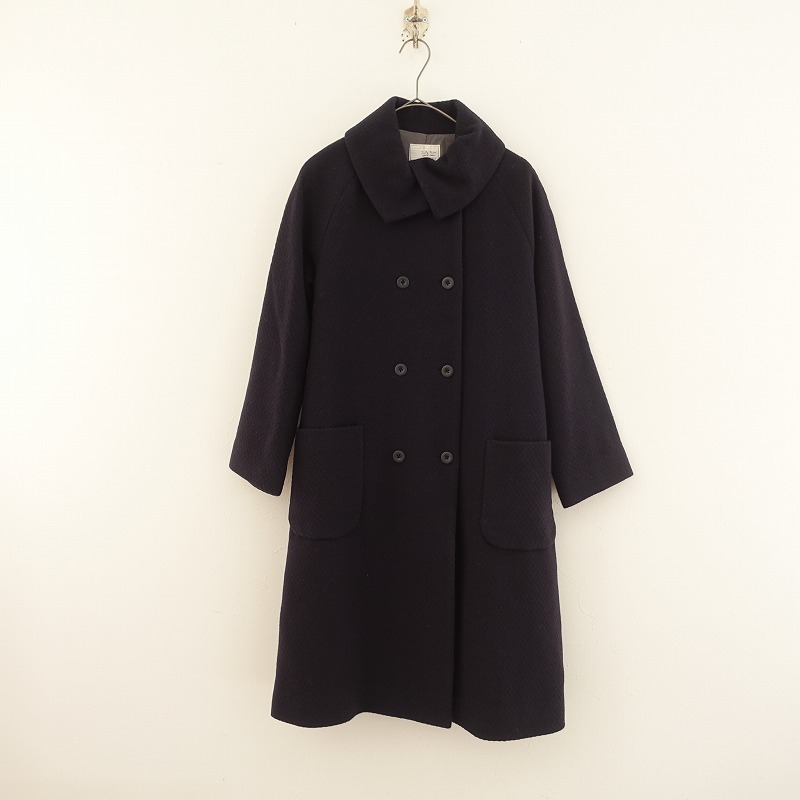 //サリースコット Sally Scott *アンゴラ混ダブルボタンコート*9ARネイビーウール混無地(jk33-2311-825)【21L32】
