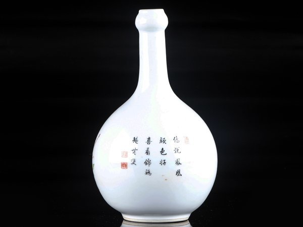 流】中国美術 金成旭映 粉彩花鳥図花瓶 TP944 中国、朝鮮半島