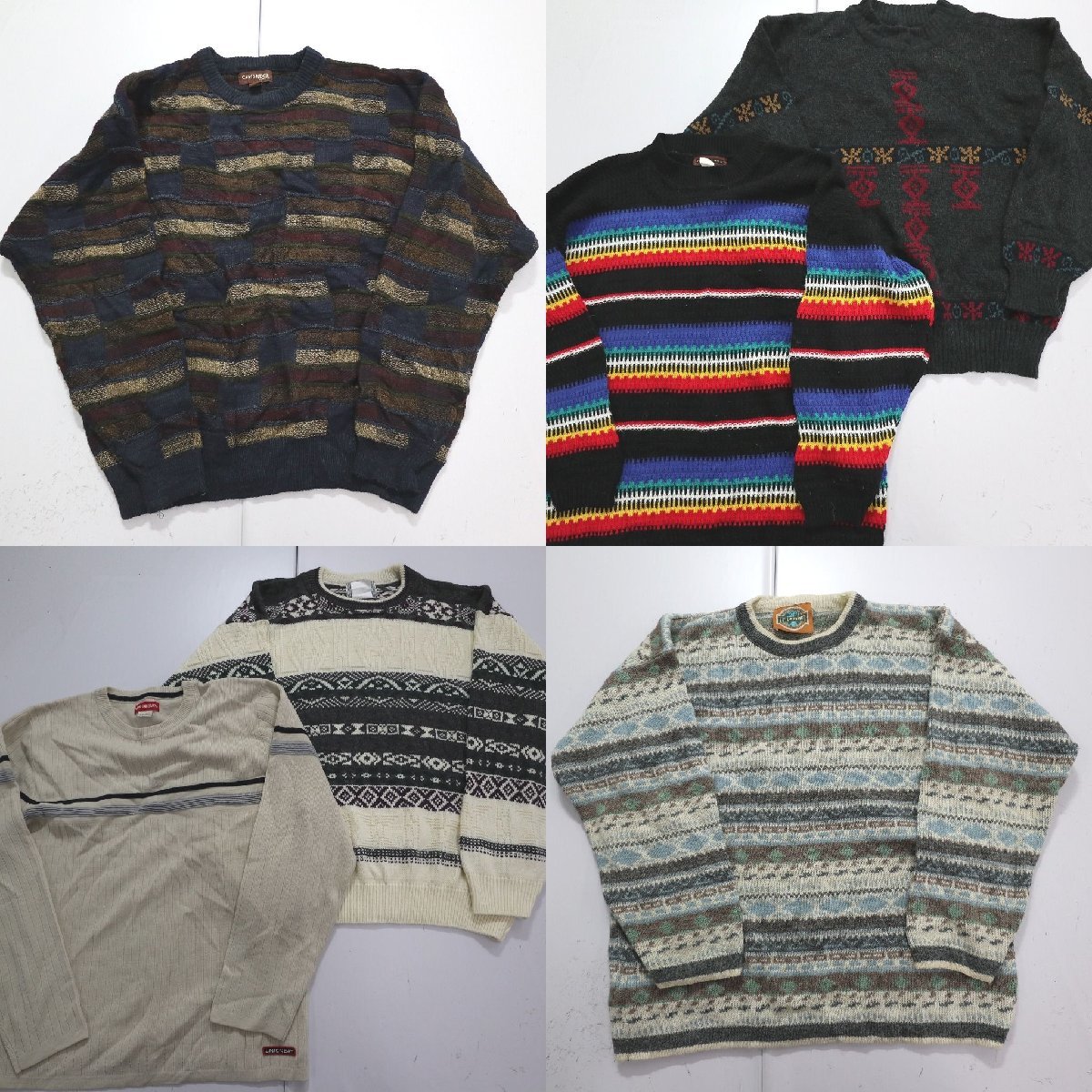 ◎アクリル柄セーター set カジュアル プルオーバー 他 (メンズL) 6枚セット まとめ売り 古着卸 1円スタート KN7-2 MQ9073