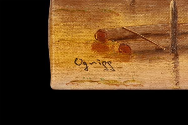 荻須高徳、カーブ、画集より、希少、版上サイン、新品額装 ○荻須高徳○油絵 手描き《風車小屋》表サイン 裏サイン 荻須美代子