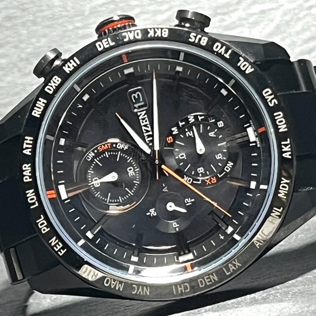 シチズン アテッサ CITIZEN ATTESA（アテッサ） エコ・ドライブ電波時計 CB1120-50G 超美品 CITIZEN ATTESA シチズン アテッサ アクトライン エコドライブ Eco-Drive ACT Line AT8185-62E 電波ソーラー 腕時計 ブラックチタン