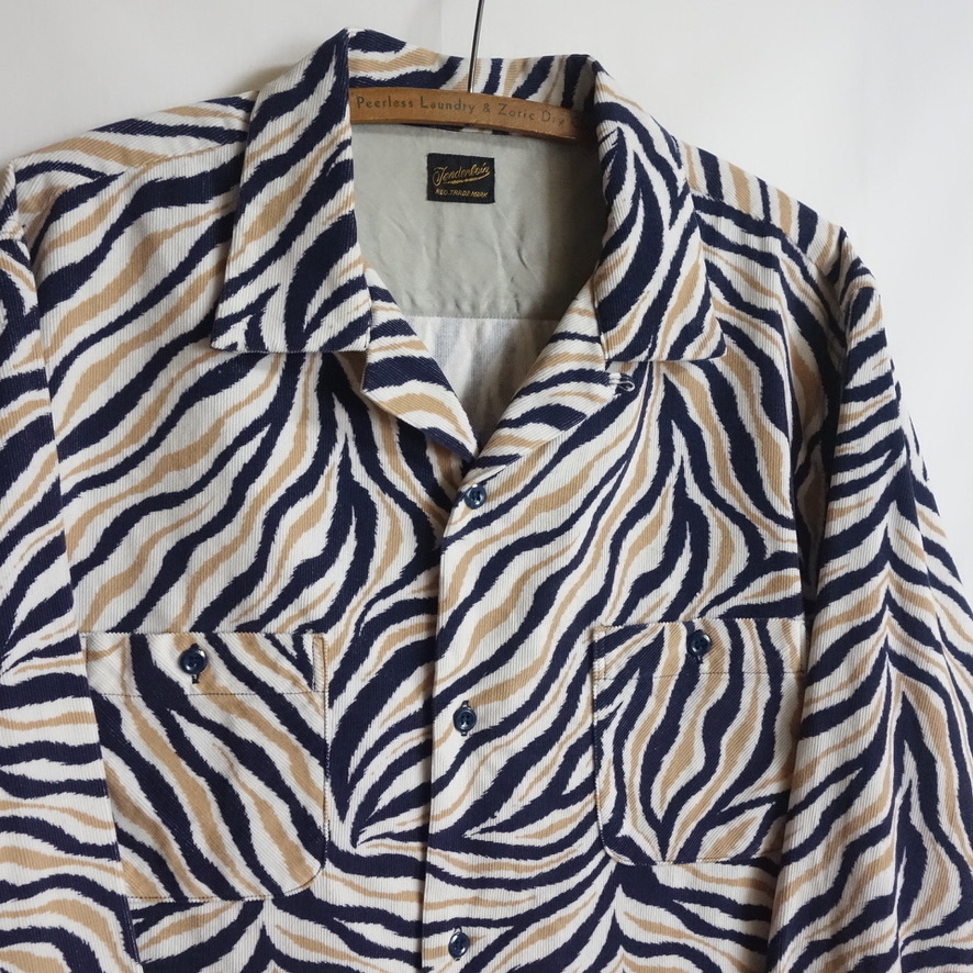 【TENDERLOIN テンダーロイン T-CORDUROY SHT ZEBRA L】オープンカラー ゼブラ プリントコーデュロイシャツ