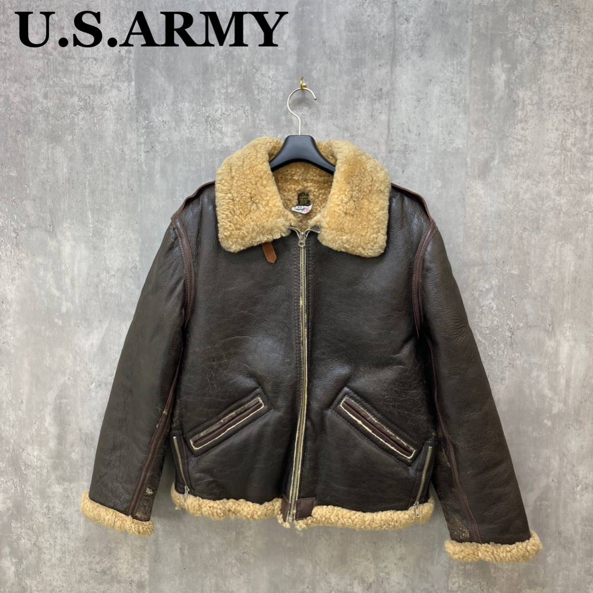 U.S.ARMY B-6 ムートンジャケット 40 USA製　シープスキン フライトジャケット 