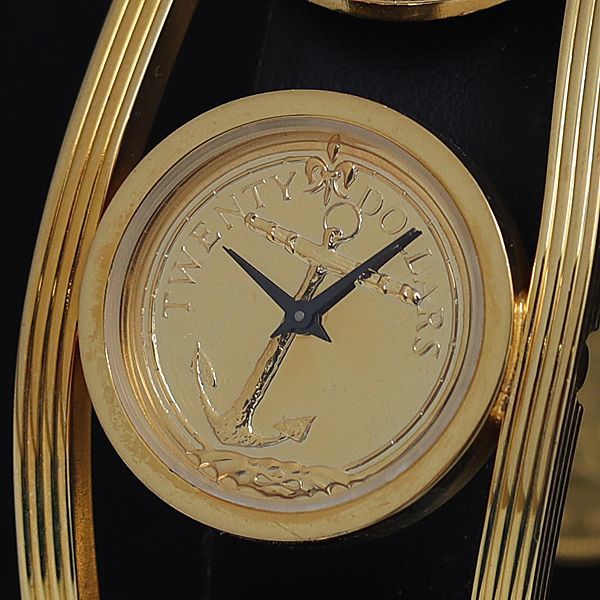 1円 フランクリンミント QZ ゴールド文字盤 ラウンド レディース腕時計 RKY 8853000SND