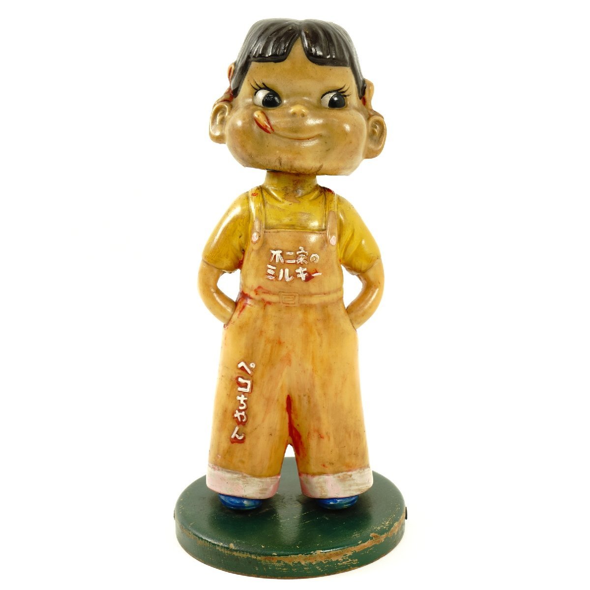 昭和レトロ首振りペコちゃん・店頭用ソフビ⁄約31センチ⁄台座付