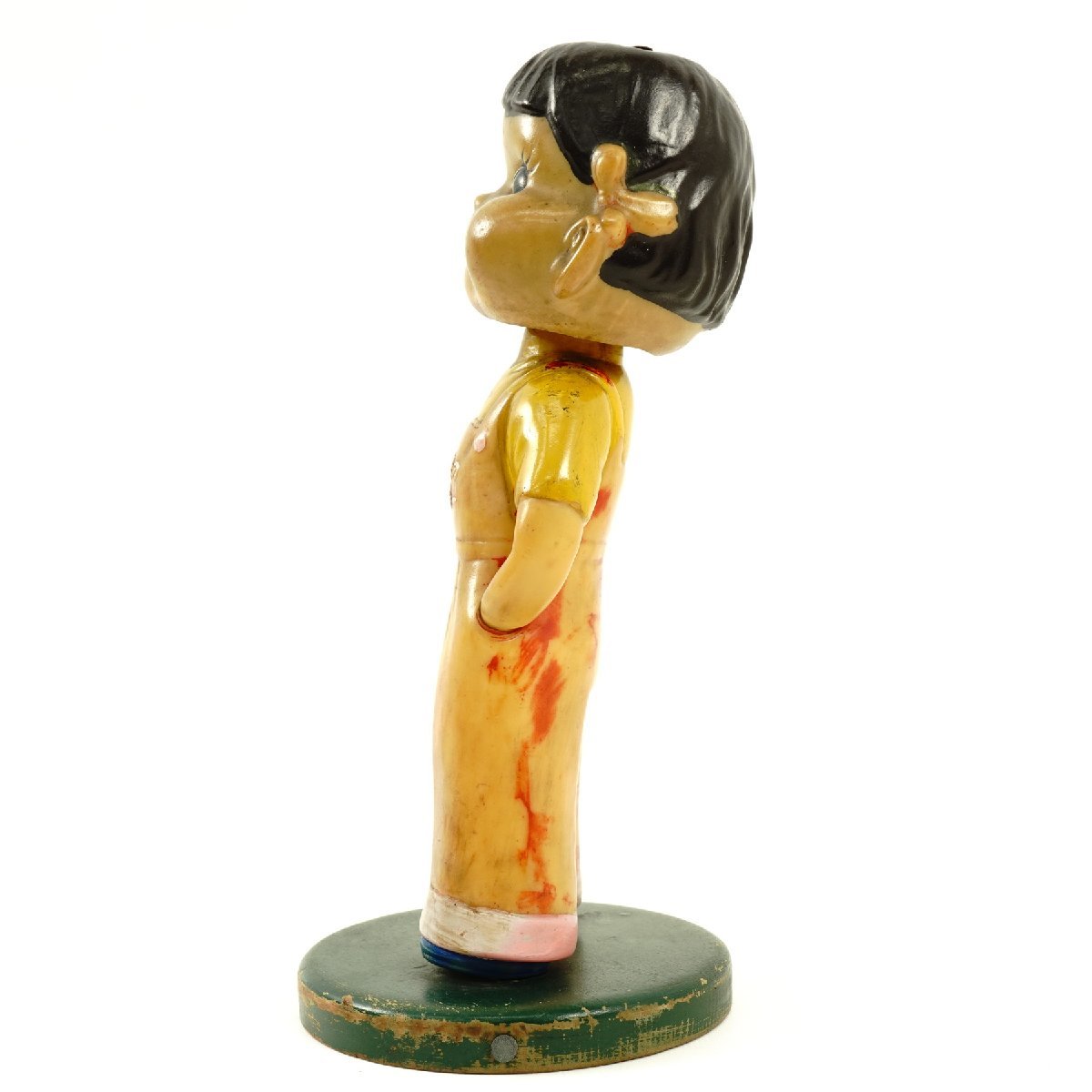 昭和レトロ首振りペコちゃん・店頭用ソフビ⁄約31センチ⁄台座付