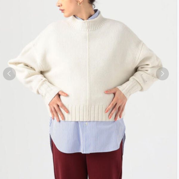 【新品未使用タグ付き】MACPHEE ニット 36 生成りラムカシミヤ ビルドネックプルオーバー ニット セーター Ｓ 231218-88