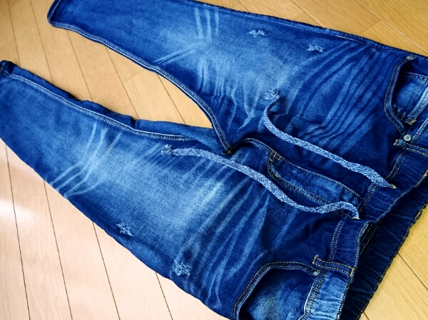 ☆新品☆インディゴJOGスウェットストレッチデニムパンツ☆