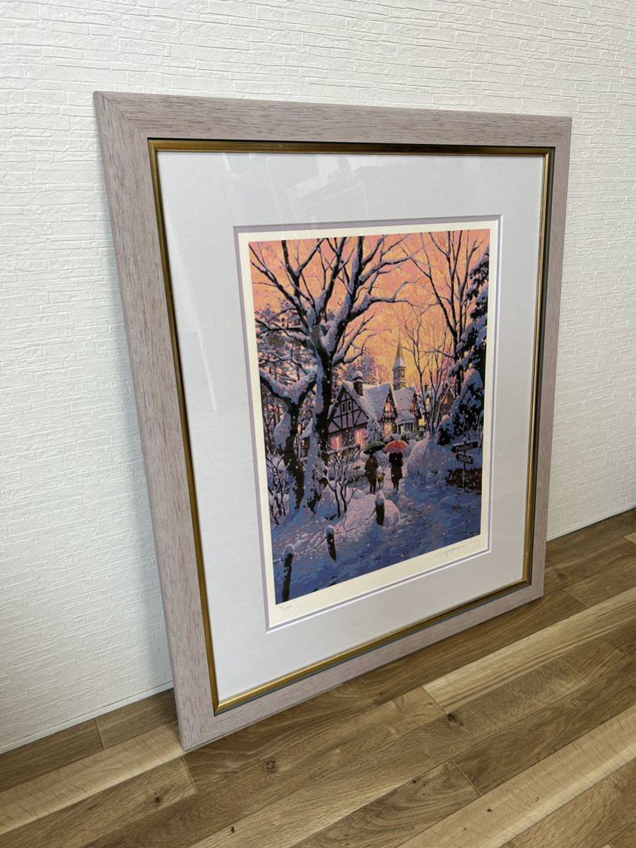 絵画 真作 笹倉鉄平 「パープルスノー」シルクスクリーン IV/CXX 風景