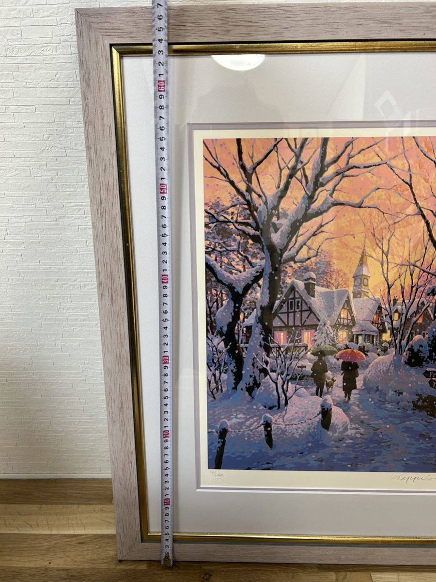 絵画 真作 笹倉鉄平 「パープルスノー」シルクスクリーン IV/CXX 風景