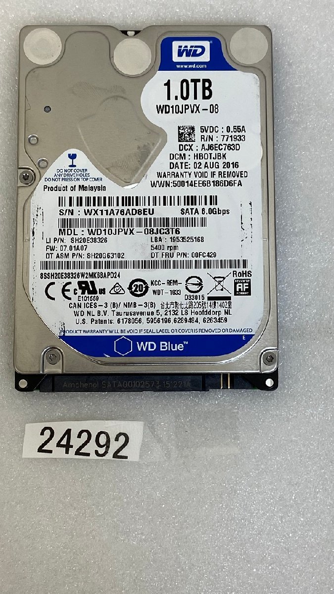 WD 2.5インチHDD WD10JPVX 1TB SATA 10個セット #8431｜内蔵