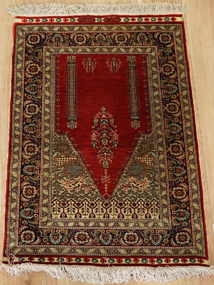 魁◇最高傑作品 トルコ絨毯 HEREKE ヘレケ 55.5×77㎝ 上質シルク 工房