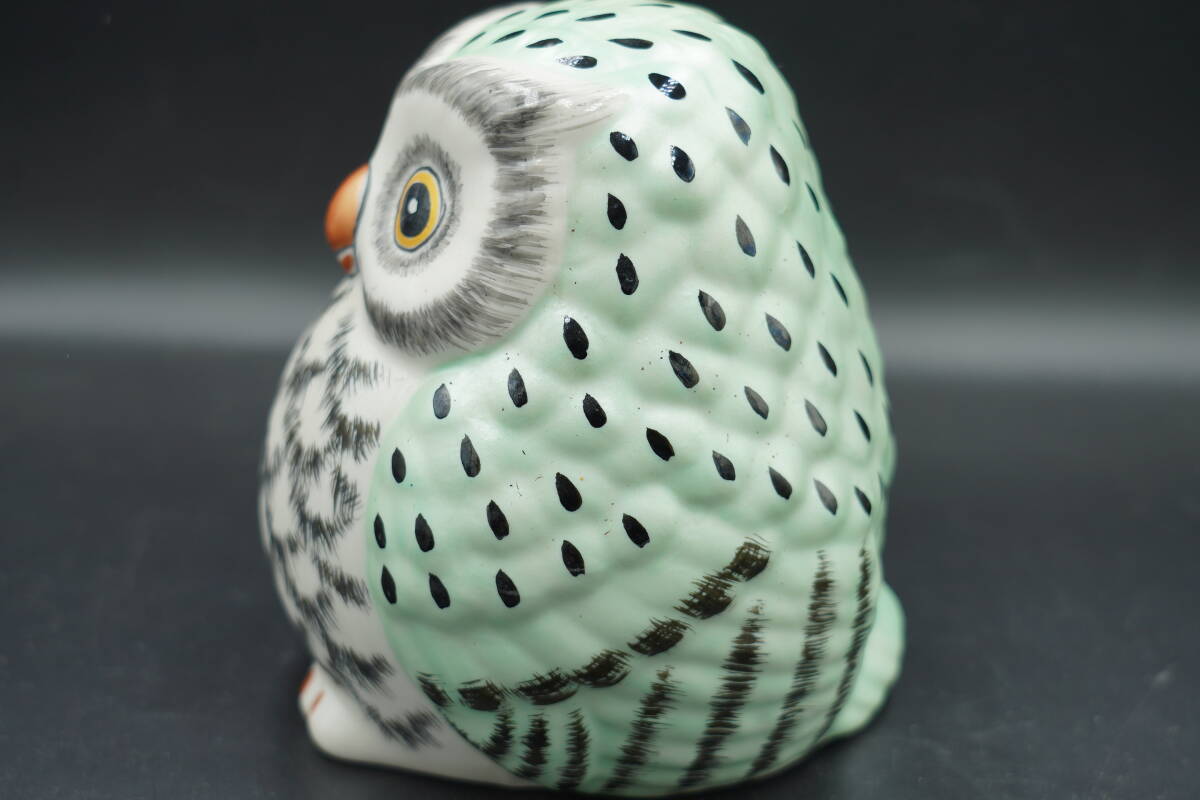 ☆九谷焼 友山 ふくろう 陶器 フクロウ 梟（高さ約12cm）縁起物 玄関