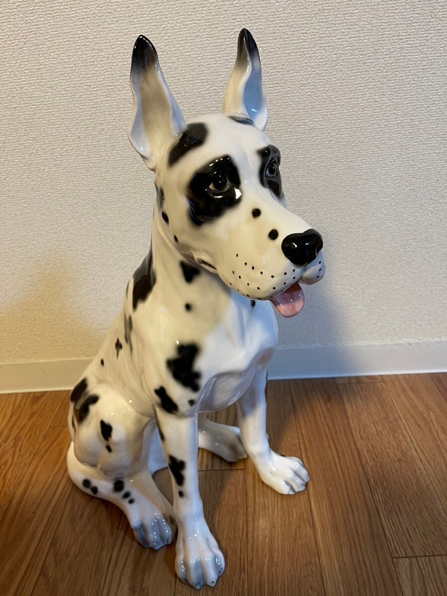 イタリア製　ダルメシアン？　犬　置物　陶器　ガーデニング　オブジェ 犬 陶器 置物 ダルメシアン オブジェ ガーデニングなど 高さ約50cm 幅
